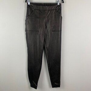 SPANX Faux Leather Leatherette Black Joggers Pants Size Medium 20283R